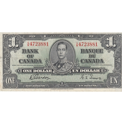 BC-21c 1937 Canada $1 Gordon-Towers, G/M, VF
