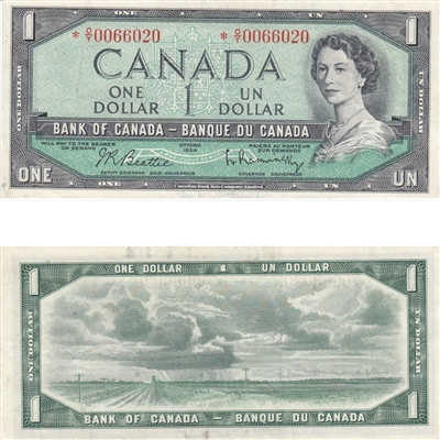 BC-37bA 1954 Canada $1 Beattie-Rasminsky, *O/Y, VF-EF