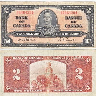 BC-22a 1937 Canada $2 Osborne-Towers, B/B, VG-F