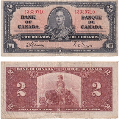 BC-22b 1937 Canada $2 Gordon-Towers, T/B, F