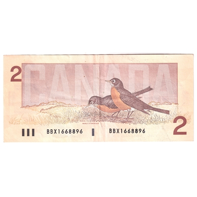 BC-55bA 1986 Canada $2 Thiessen-Crow, Small BBX, EF