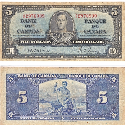 BC-23a 1937 Canada $5 Osborne-Towers, A/C, VG