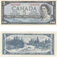 BC-39b 1954 Canada $5 Beattie-Rasminsky, G/X, VF