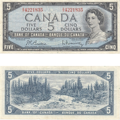 BC-39b 1954 Canada $5 Beattie-Rasminsky, G/X, VF