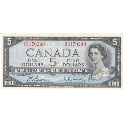 BC-39b 1954 Canada $5 Beattie-Rasminsky, R/X, AU