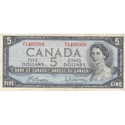 BC-39b 1954 Canada $5 Beattie-Rasminsky, R/X, VF