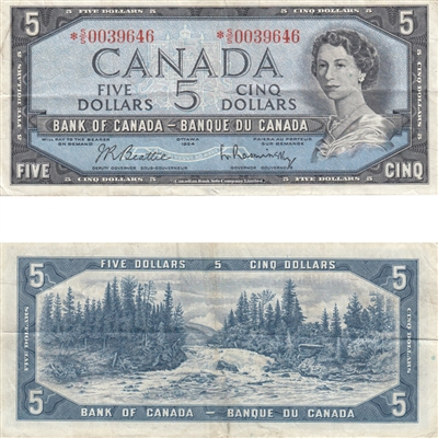 BC-39bA 1954 Canada $5 Beattie-Rasminsky, *S/S, VF