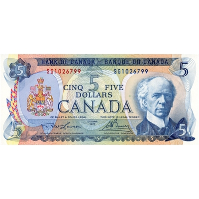 BC-48b 1972 Canada $5 Lawson-Bouey, SG, AU-UNC