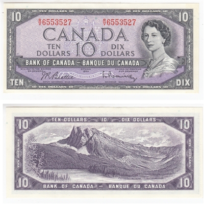 BC-40b 1954 Canada $10 Beattie-Rasminsky, R/V, AU-UNC