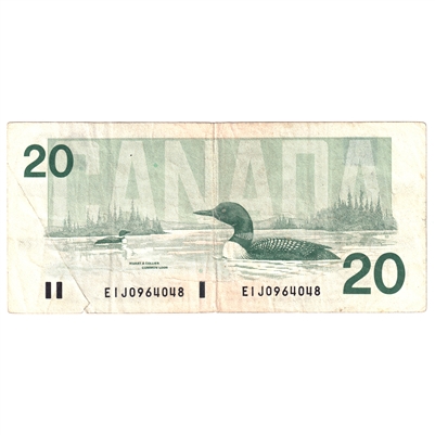 BC-58a 1991 Canada $20 Thiessen-Crow, EIJ without Serifs, Circ