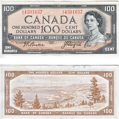 BC-43a 1954 Canada $100 Beattie-Coyne, A/J, VF