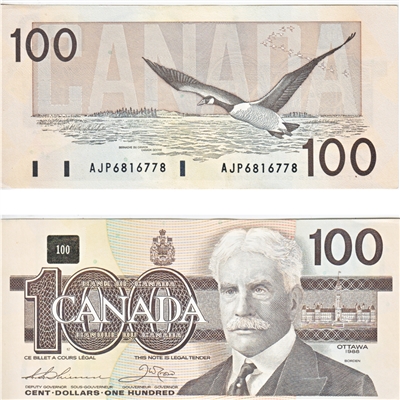 BC-60a 1988 Canada $100 Thiessen-Crow, AJP, AU-UNC