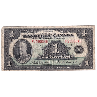 BC-2 1935 Canada $1 Osborne-Towers, French, VG-F