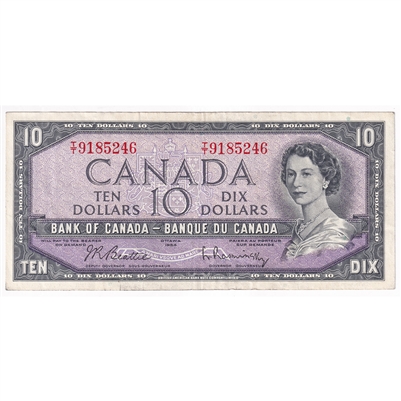 BC-40b 1954 Canada $10 Beattie-Rasminsky, T/T, VF