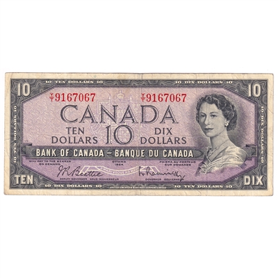 BC-40b 1954 Canada $10 Beattie-Rasminsky, Y/T, F