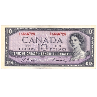 BC-40b 1954 Canada $10 Beattie-Rasminsky, L/V, AU