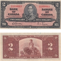 BC-22b 1937 Canada $2 Gordon-Towers, K/B, VF-EF