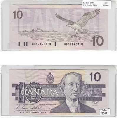 BC-57b 1989 Canada $10 Bonin-Thiessen, BDY, AU