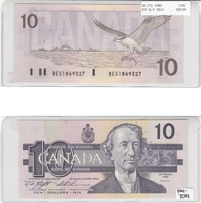 BC-57c 1989 Canada $10 Knight-Thiessen, BEG, UNC