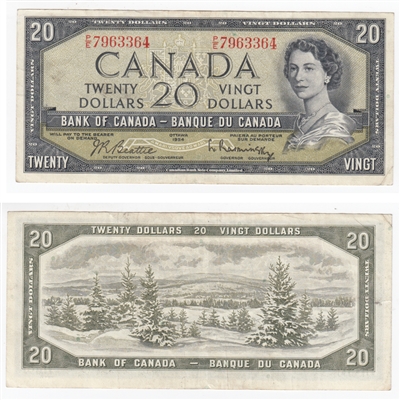 BC-41b 1954 Canada $20 Beattie-Rasminsky, P/E, VF-EF