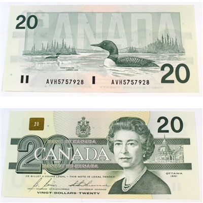 BC-58b-i 1991 Canada $20 Bonin-Thiessen, AVH, CUNC