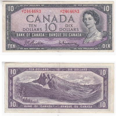BC-40b 1954 Canada $10 Beattie-Rasminsky, J/T, EF-AU