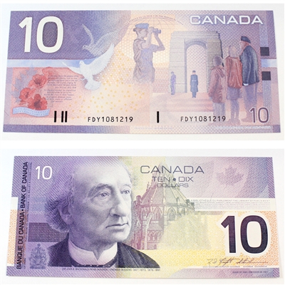 BC-63a 2001 Canada $10 Knight-Thiessen, FDY, AU