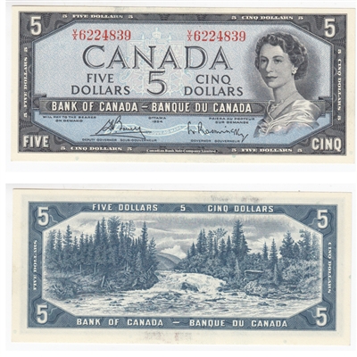 BC-39c 1954 Canada $5 Bouey-Rasminsky, V/X, AU-UNC