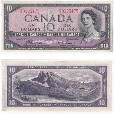 BC-32a 1954 Canada $10 Coyne-Towers, Devil's Face, B/D, EF