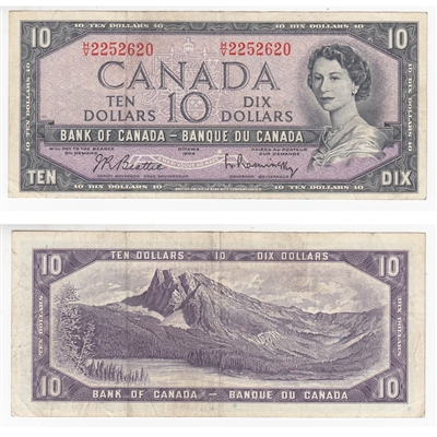 BC-40b 1954 Canada $10 Beattie-Rasminsky, H/V, VF