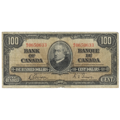 BC-27b 1937 Canada $100 Gordon-Towers, B/J, F