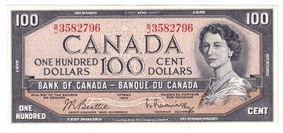 BC-43b 1954 Canada $100 Beattie-Rasminsky, B/J, AU