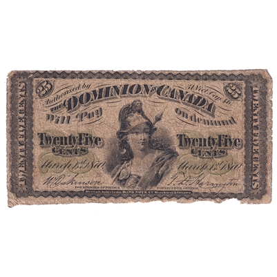 DC-1b-i 1870 Dominion 25-cent Shinplaster, Dickinson-Harington, Small B, CIRC