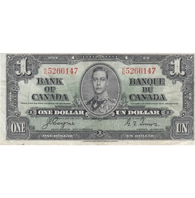BC-21d 1937 Canada $1 Coyne-Towers, K/N, VF