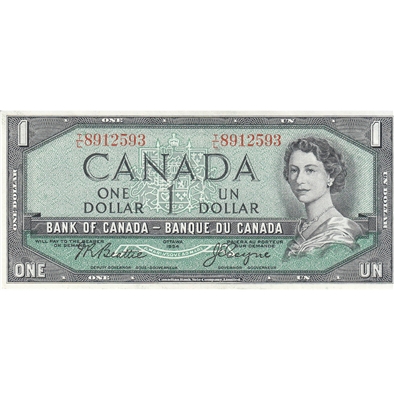 BC-37a 1954 Canada $1 Beattie-Coyne, T/L, EF