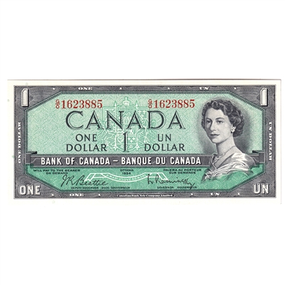 BC-37b 1954 Canada $1 Beattie-Rasminsky, G/O, AU
