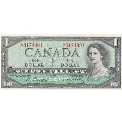 BC-37b 1954 Canada $1 Beattie-Rasminsky, L/Y, AU