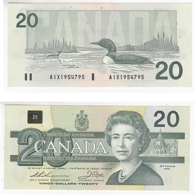 BC-58aA-ii 1991 Canada $20 Thiessen-Crow, AIX without Serifs, AU