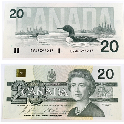 BC-58b 1991 Canada $20 Bonin-Thiessen, EVJ, CUNC