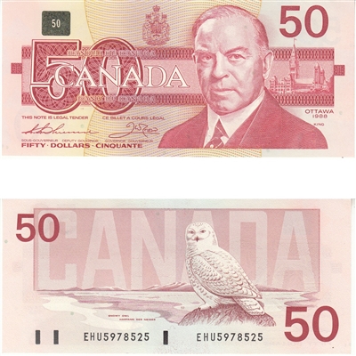 BC-59a 1988 Canada $50 Thiessen-Crow, EHU, UNC