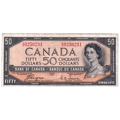 BC-34a 1954 Canada $50 Coyne-Towers, D/F, A/H, EF