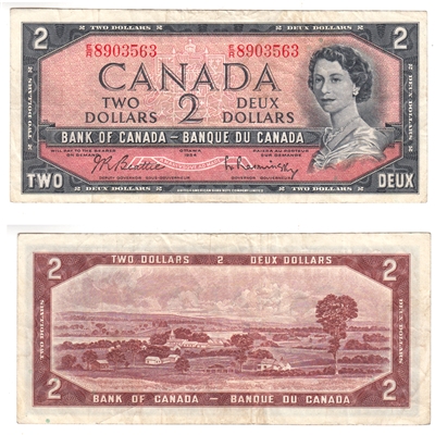 BC-38b 1954 Canada $2 Beattie-Rasminsky, E/R, VF