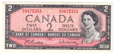 BC-38b 1954 Canada $2 Beattie-Rasminsky, Z/U, AU