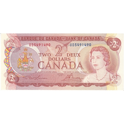 BC-47a 1974 Canada $2 Lawson-Bouey, UD, UNC