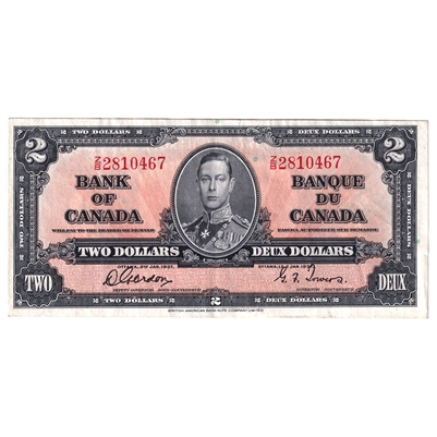 BC-22b 1937 Canada $2 Gordon-Towers, Z/B, EF-AU