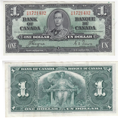 BC-21d 1937 Canada $1 Coyne-Towers, Z/M, VF-EF