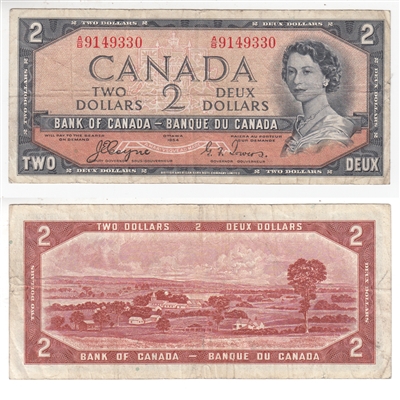 BC-30a 1954 Canada $2 Coyne-Towers, Devil's Face, A/B, F-VF