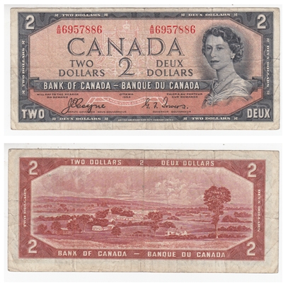 BC-30a 1954 Canada $2 Coyne-Towers, Devil's Face, A/B, F