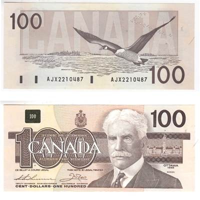 BC-60aA 1988 Canada $100 Thiessen-Crow, AJX with Hidden BPN, EF