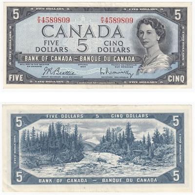 BC-39b 1954 Canada $5 Beattie-Rasminsky, P/X, EF
